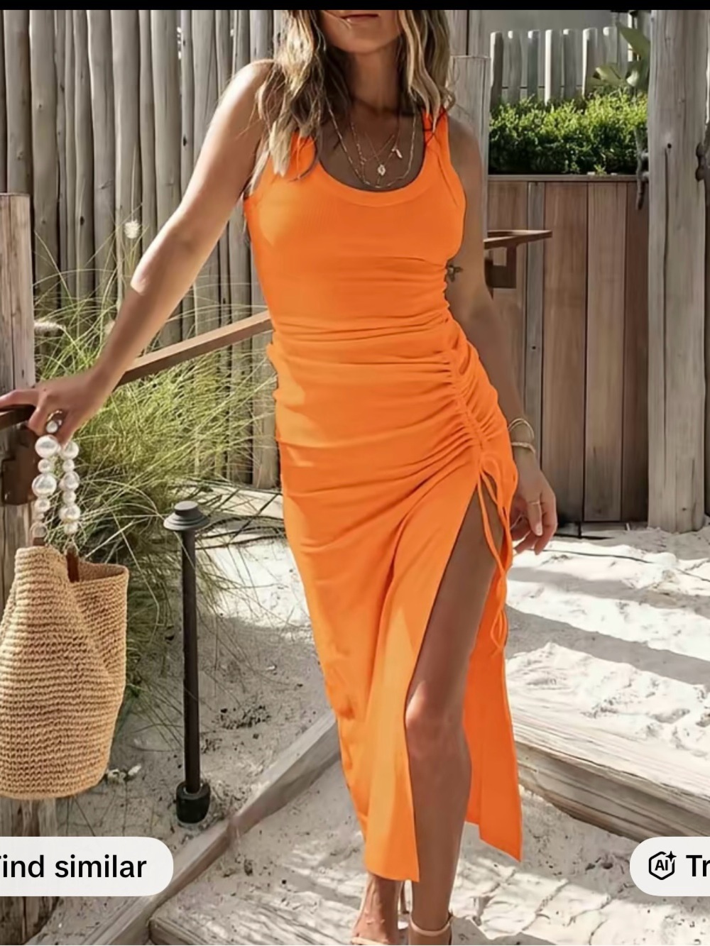 Chicme Orange Ruched Dress